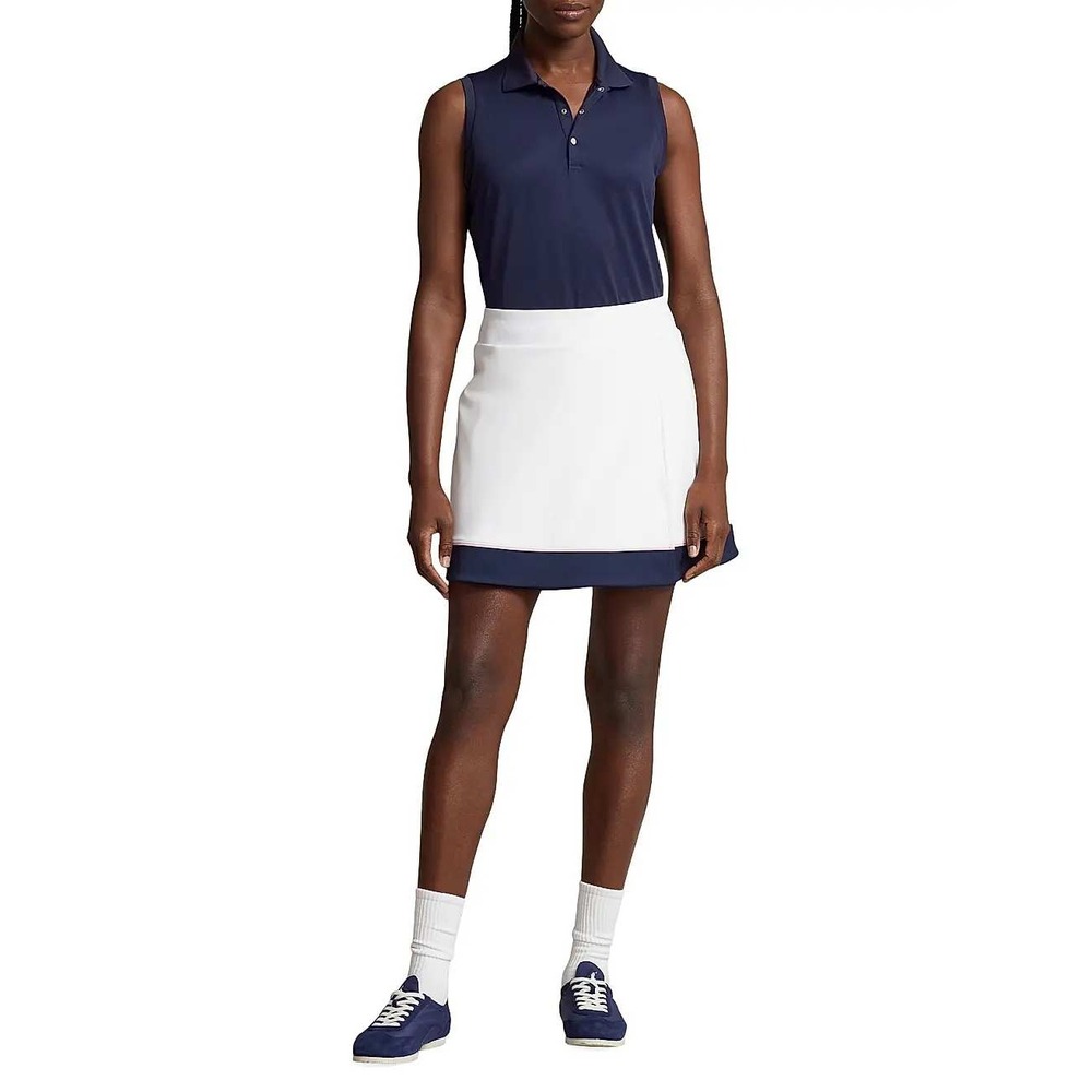 NWT RLX Ralph Lauren Golf Skort Womens M White 17" Interlock Faux-Wrap Skort